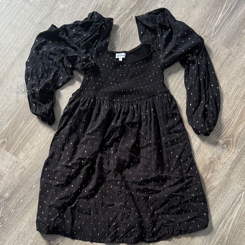 Motherhood maternity Black Dress with Gold Dots